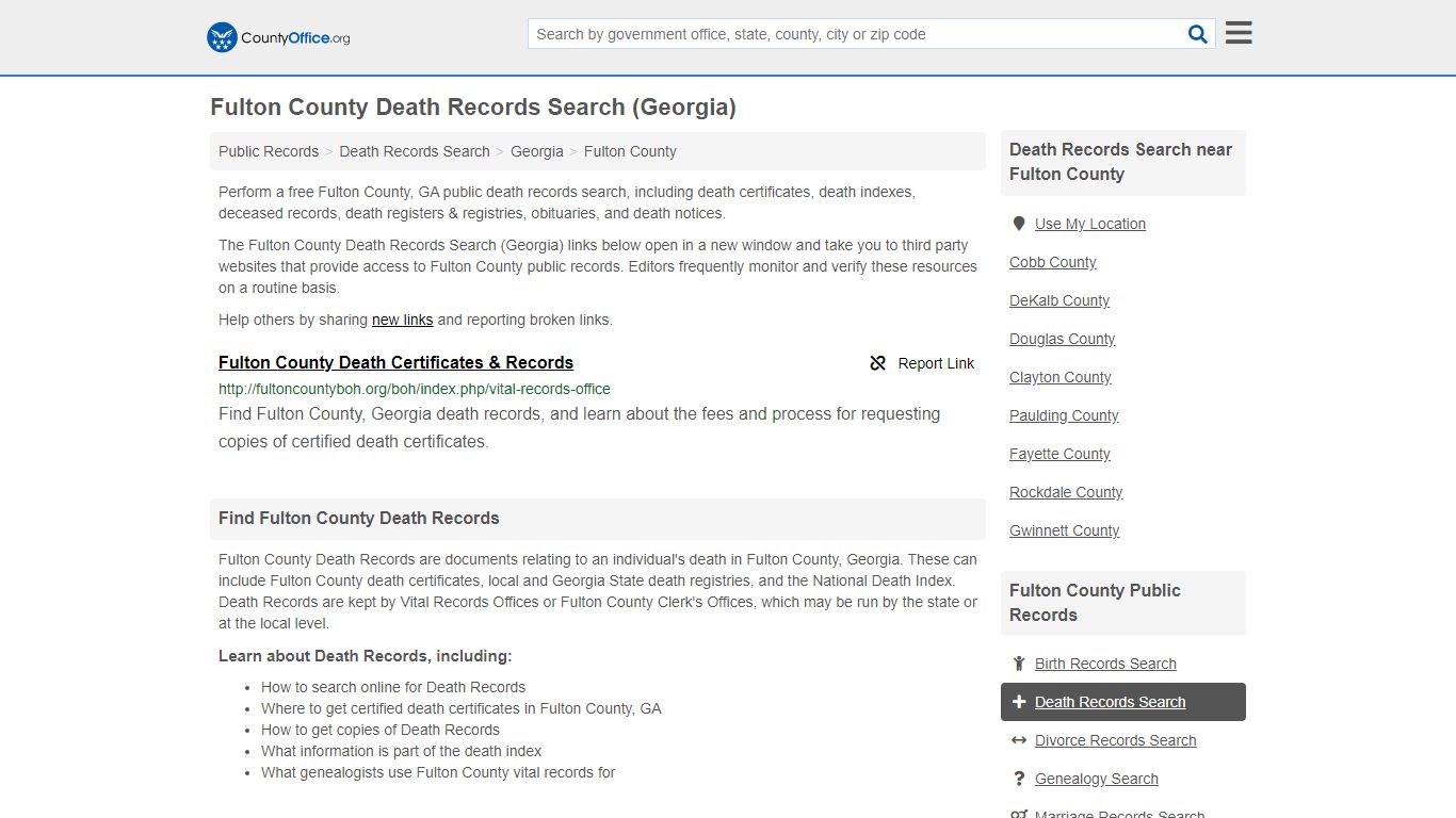 Death Records Search - Fulton County, GA (Death ...