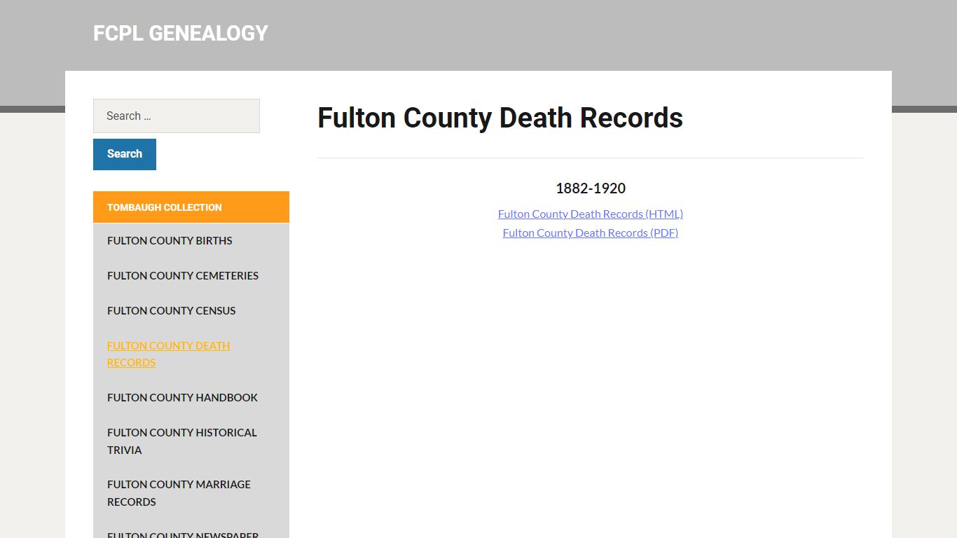 Fulton County Death Records – FCPL Genealogy