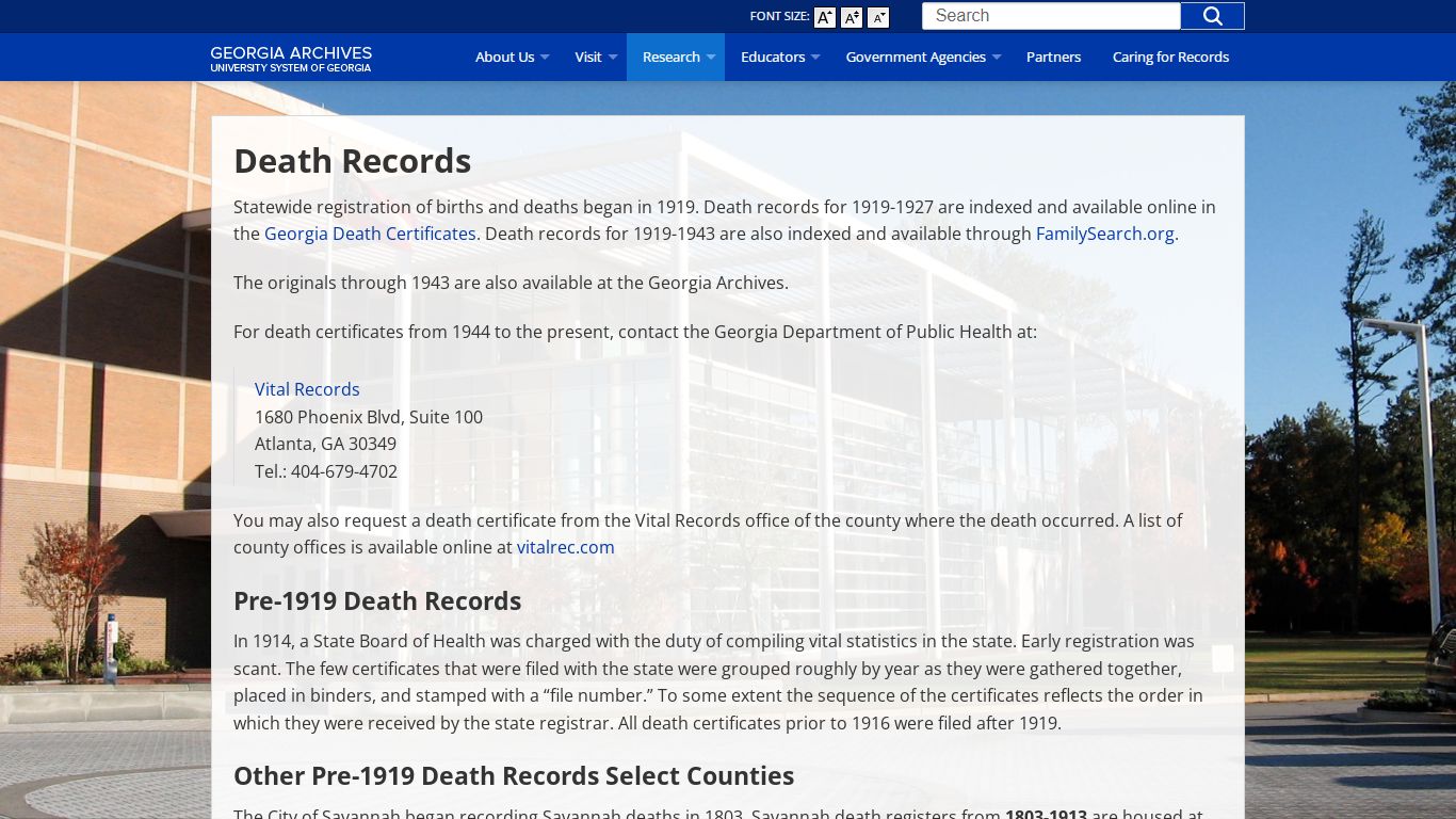 Death Records | Georgia Archives